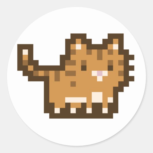 Oranje Cat Pixel Art Sticker (Voorkant)