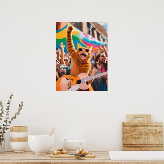 Oranje Cat Rocker Poster (Keuken)