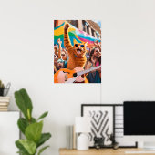 Oranje Cat Rocker Poster (Thuiskantoor)