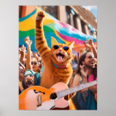 Oranje Cat Rocker Poster (Voorkant)