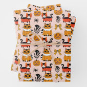 oranje Cat Seamless Pattern Halloween Inpakpapier Vel (In situ)
