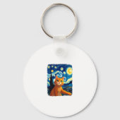 Oranje Cat Selfie Sterrennacht Cat Mom Cat Lovers Sleutelhanger (Voorkant)