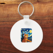 Oranje Cat Selfie Sterrennacht Cat Mom Cat Lovers Sleutelhanger (Voorkant)