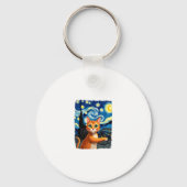 Oranje Cat Selfie Sterrennacht Cat Mom Cat Lovers Sleutelhanger (Voorkant)