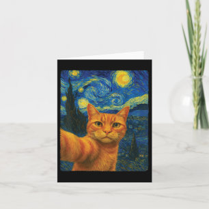 Oranje Cat Selfie Van Goghs Sterrennacht Cat Mom C Kaart