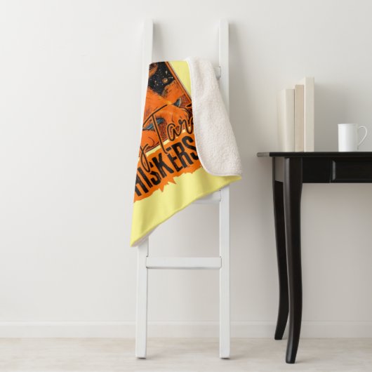 Oranje Cat & Tarot Kaarten | Cosmic Art Print Sherpa Deken (In situ)