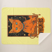 Oranje Cat & Tarot Kaarten | Cosmic Art Print Sherpa Deken (Voorkant (horizontaal))