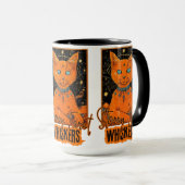 Oranje Cat Tarot Magic | kosmische kunst Mok (Voorkant rechts)