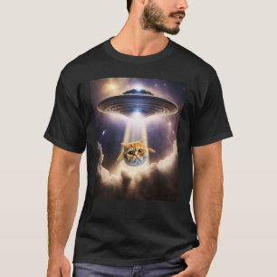 Oranje Cat UFO Space Alien Cute Kitten Beam Up T-shirt