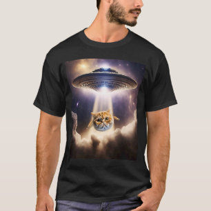 Oranje Cat UFO Space Alien Cute Kitten Beam Up T-shirt