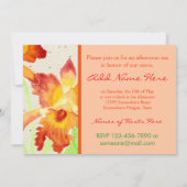 Oranje Cattleya Orchids Waterverf Schilderen Kaart (Achterkant)