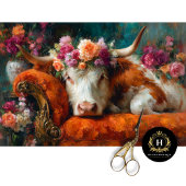 Oranje Chaise Floral Koe Decoupage Tissuepapier