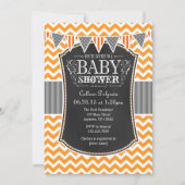Oranje Chalkboard Chevron Baby shower Invite Kaart (Voorkant)