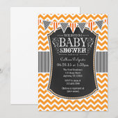 Oranje Chalkboard Chevron Baby shower Invite Kaart (Voorkant / Achterkant)