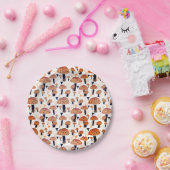 Oranje champignon Herfst herfstpatroon Papieren Bordje (Feest)