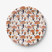 Oranje champignon Herfst herfstpatroon Papieren Bordje (Voorkant)