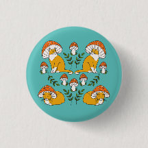 Oranje champignonkatten Button Pin