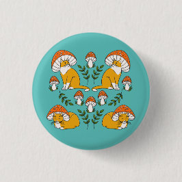 Oranje champignonkatten Button Pin