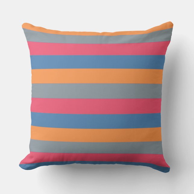 Oranje charm grijze moderne stripes kussen (Voorkant)