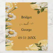 oranje charmante retro bloemenbruiloft wijn etiket (Enkel label)