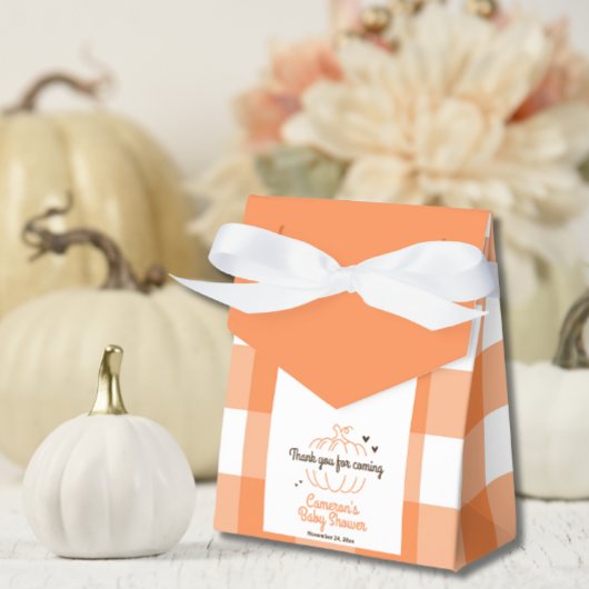 Oranje Check Pompoen Rustieke Herfst Baby shower Bedankdoosjes