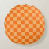 Oranje Checker Plaid Pattern Design Rond Kussen (Voorkant)