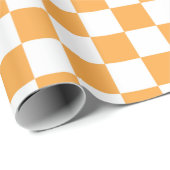 Oranje Checkerboard Patroon Cadeaupapier (Rol Hoek)