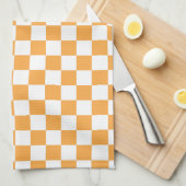 Oranje Checkerboard Patroon Theedoek (Quarter Fold)