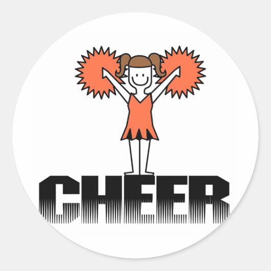 Oranje Cheerlead T-shirts en cadeautjes Ronde Sticker (Voorkant)