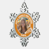 Oranje Cheerleader Foto High School Cheer Tin Sneeuwvlok Ornament (Rechts)