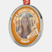 Oranje cheerleader foto High School Kerst Metalen Ornament (Links)