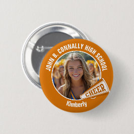 Oranje Cheerleader Foto High School Spirit Cheer Ronde Button 5,7 Cm