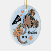 Oranje Cheerleader Girl Ornament Donkere huid en h (Rechts)