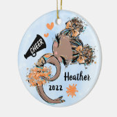 Oranje Cheerleader Girl Ornament Donkere huid en h (Links)