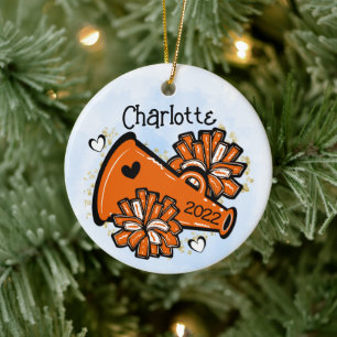 Oranje Cheerleader Ornament Megaphone Pom Pom Cute