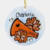 Oranje Cheerleader Ornament Megaphone Pom Pom Cute (Voorkant)