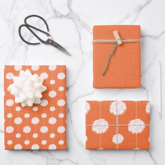 Oranje Cheerleader Pom Pom Pattern Inpakpapier Vel (Voorkant)