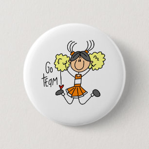 Oranje Cheerleader Ronde Button 5,7 Cm
