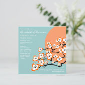 Oranje Cherry Blossom Bridal Shower Kaart (Staand voorkant)