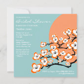 Oranje Cherry Blossom Bridal Shower Kaart (Voorkant)