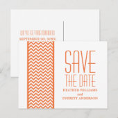 Oranje Chevron Border sparen het Briefkaart van de (Voorkant / Achterkant)