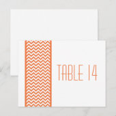 Oranje Chevron Border Table Number Briefkaart (Voorkant / Achterkant)