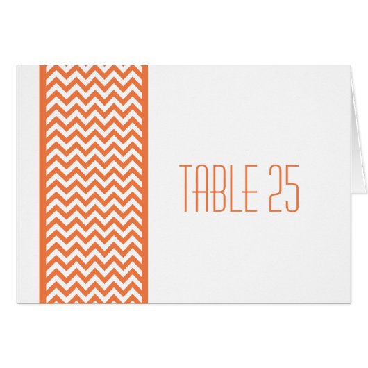 Oranje Chevron Border Table Number Kaart (Voorkant Horizontaal)
