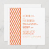 Oranje Chevron Border Wedding Invite Kaart (Voorkant / Achterkant)