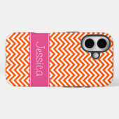 Oranje Chevron Chic Pink gepersonaliseerd Case-Mate iPhone Case (Achterkant (horizontaal))