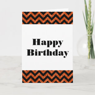Oranje Chevron Glitter Happy Birthday Kaart