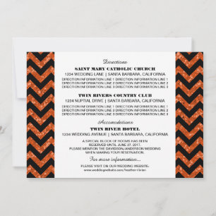 Oranje Chevron Glitter Informatiekaart Kaart