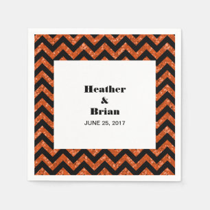 Oranje Chevron Glitter Paper Napkins Servet