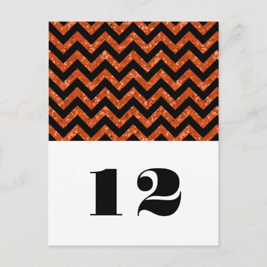 Oranje Chevron Glitter Table Briefkaart (Voorkant)