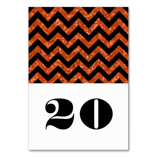 Oranje Chevron Glitter Table Kaart (Voorkant)